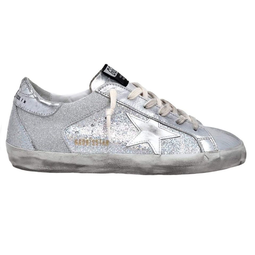 Golden Goose New SUPER-STAR IRIDESCENT LEATHER AND GLITTER SNEAKER